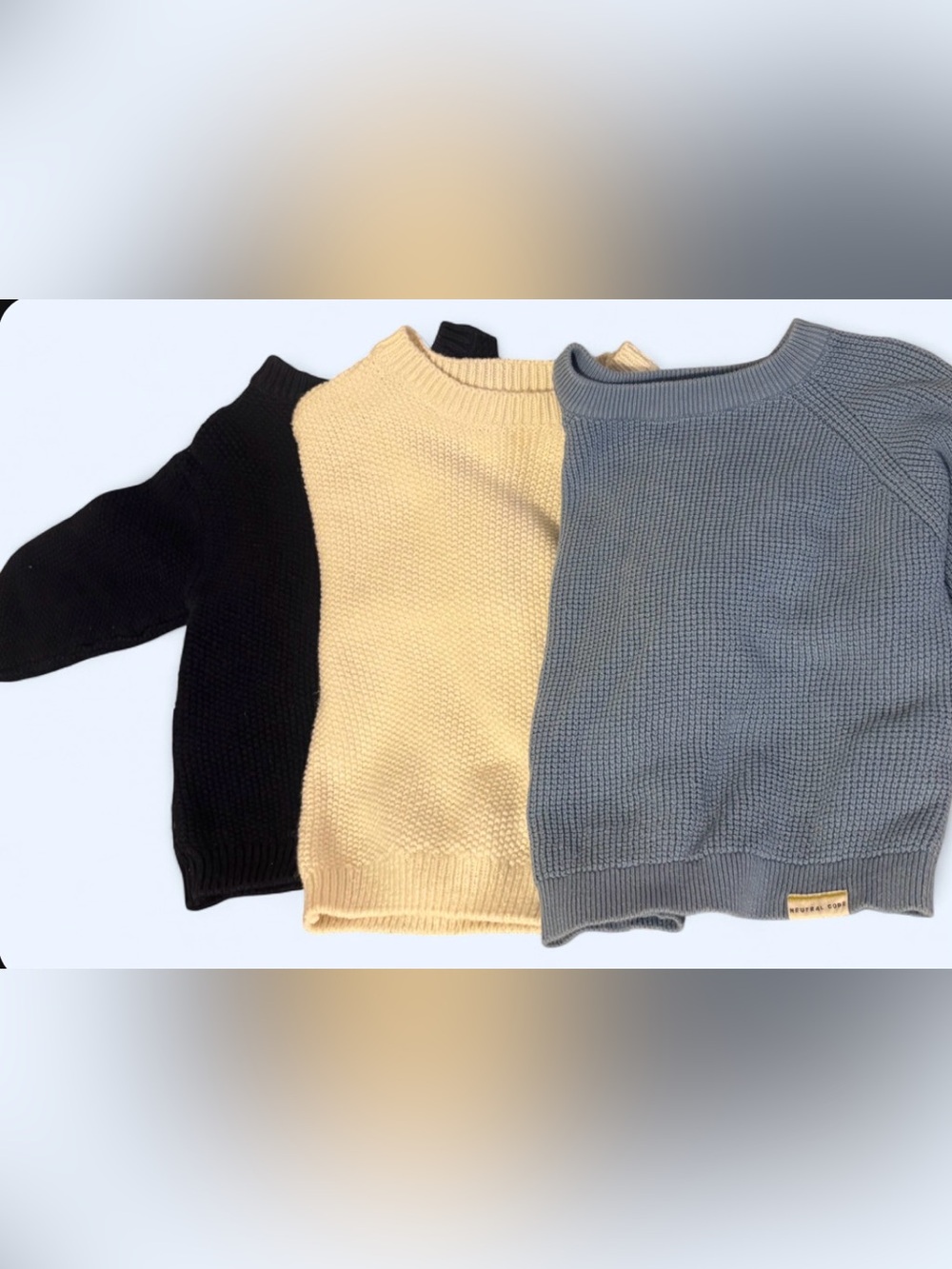 3 pack bundle Zara Crewneck Sweater Trio — Black, Pale Yellow & Slate Blue